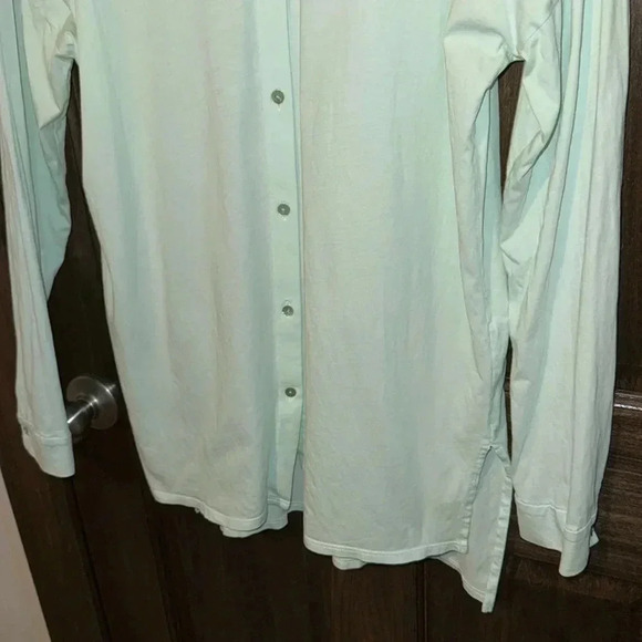 Eileen Fisher Long Sleeve Blouse Light Mint Green Womens Med 100% Cotton EUC - Picture 4 of 11